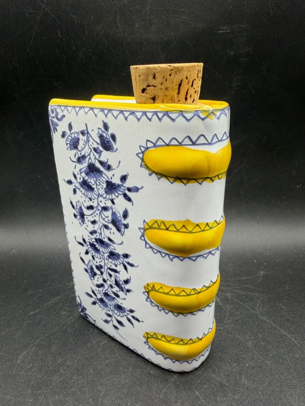 Metropolitan Museum of Art Vintage MMA Hand Painted Book Flask Bottle w Cork